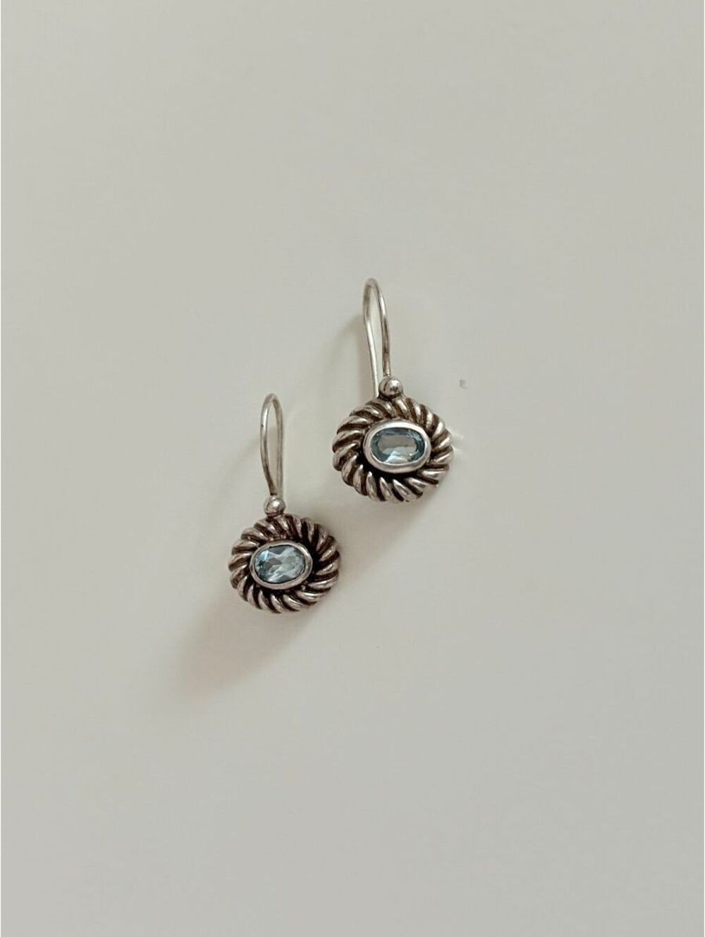 Vintage Sterling Silver and Aquamarine Dangle Earrings Marked 925